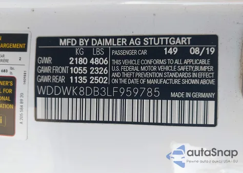 2020 Mercedes-Benz C 300 from USA, damaged, VIN WDDWK8DB3LF959785